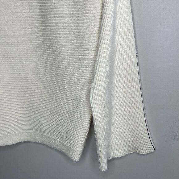 LOVE WHIT Crisscross Sweater Women XS Ivory Side Stripe Pullover Boat Neck - Picture 11 of 14